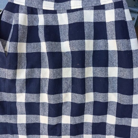 Vtg Women's Pendleton Navy Buffalo Check wool pleated wrap skirt Sz 4 - Picture 4 of 4